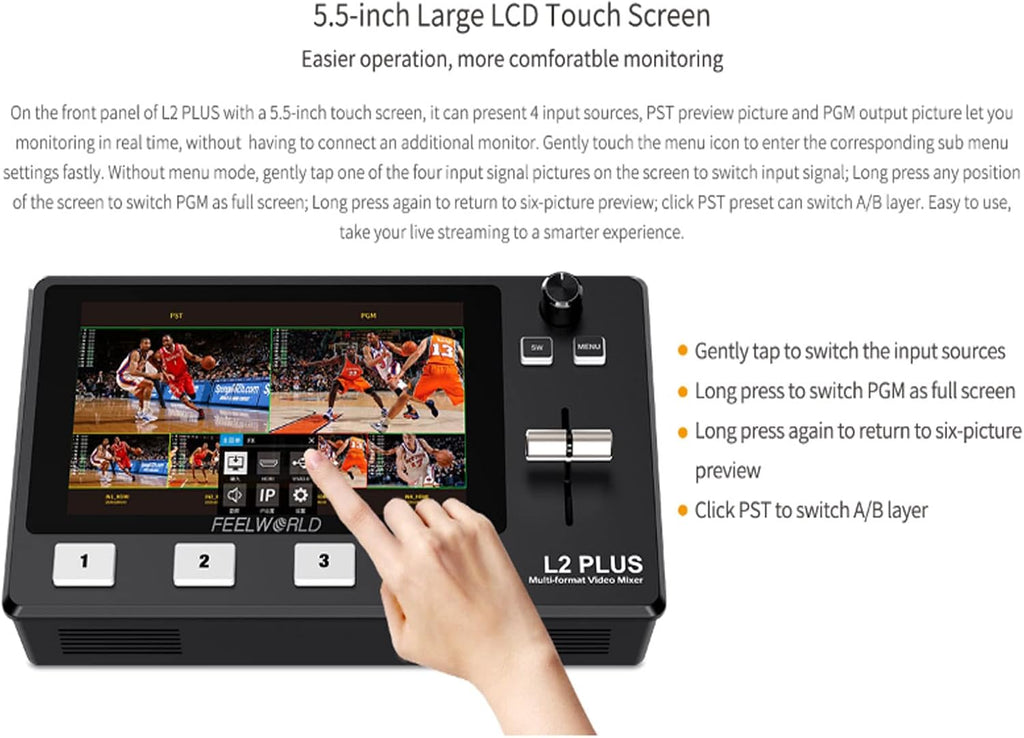 5.5 LCD Touch Screen Multi-Camera Video Mixer Switcher A9734