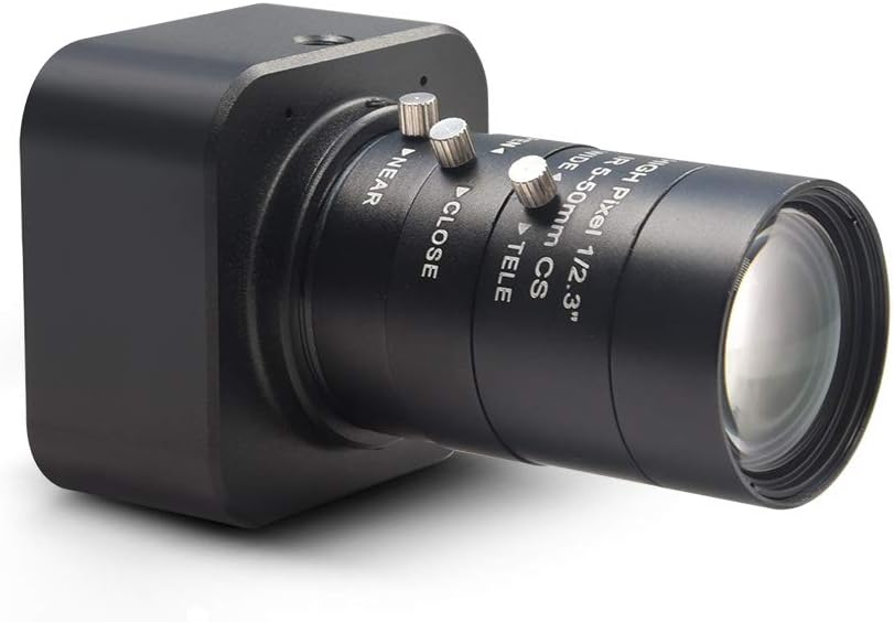 HD Webcam USB 3840 x 2160 Digital Industrial Camera with CS-Mount 5-50mm Telephoto Zoom Manual Lens UVC V7505