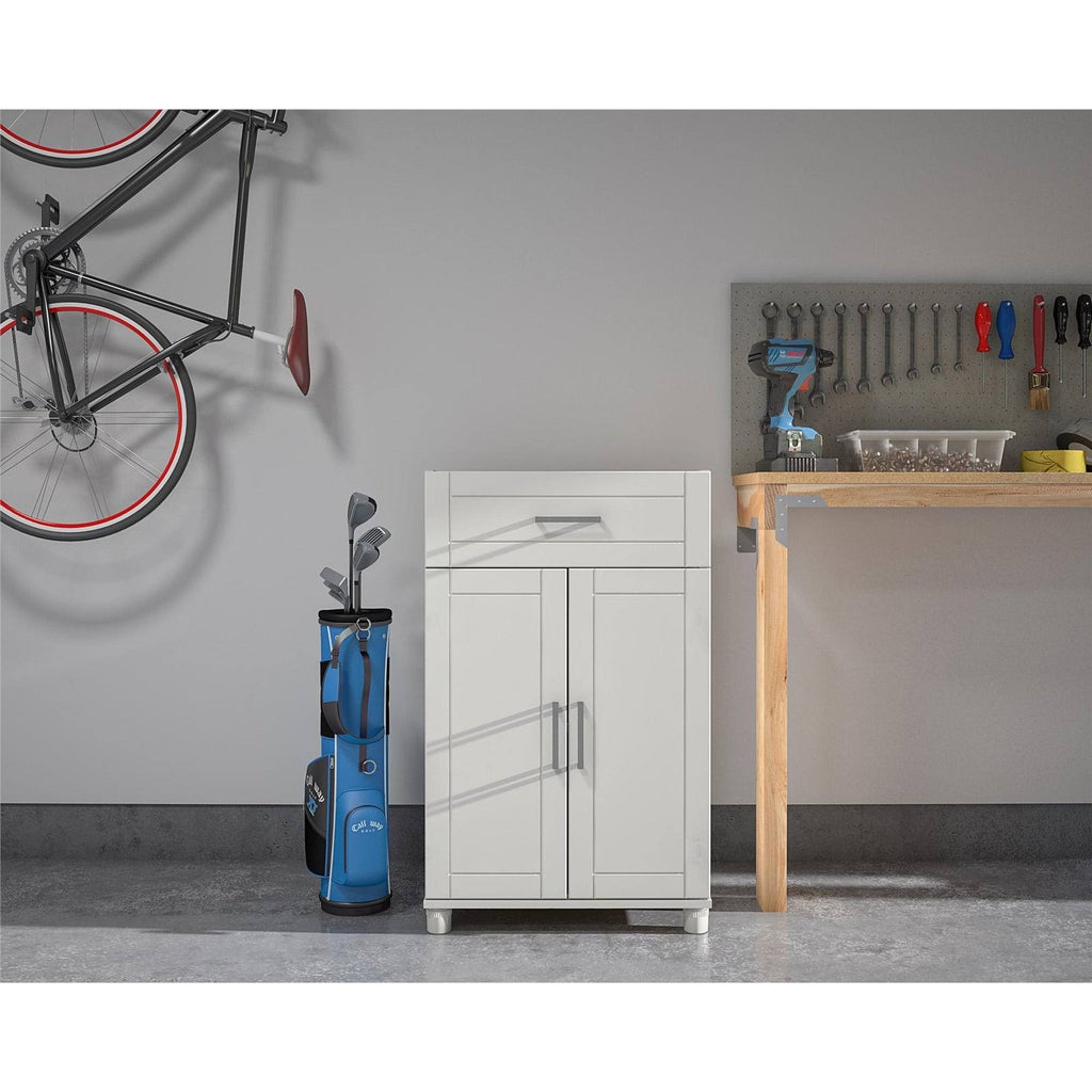 24 inch 1 Drawer 2 Door White Base Storage Cabinet F679