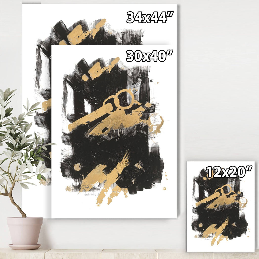 Gold and Black Modern Glam Canvas Artwork Print - 30 in. Wide x 40 in. High C556