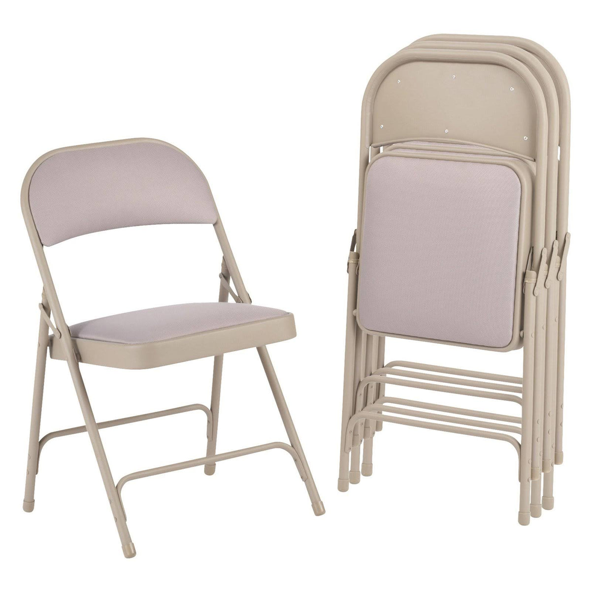 Steel Folding Chair with Fabric Back and Seat, Tan, 4/Carton E3152