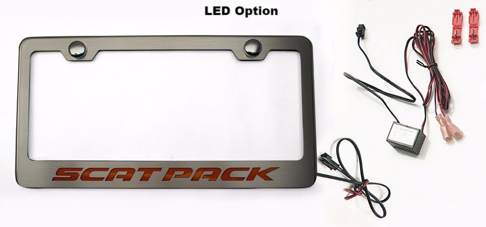 Custom License Plate Frame with Challenger Lettering CF Blue Q5653