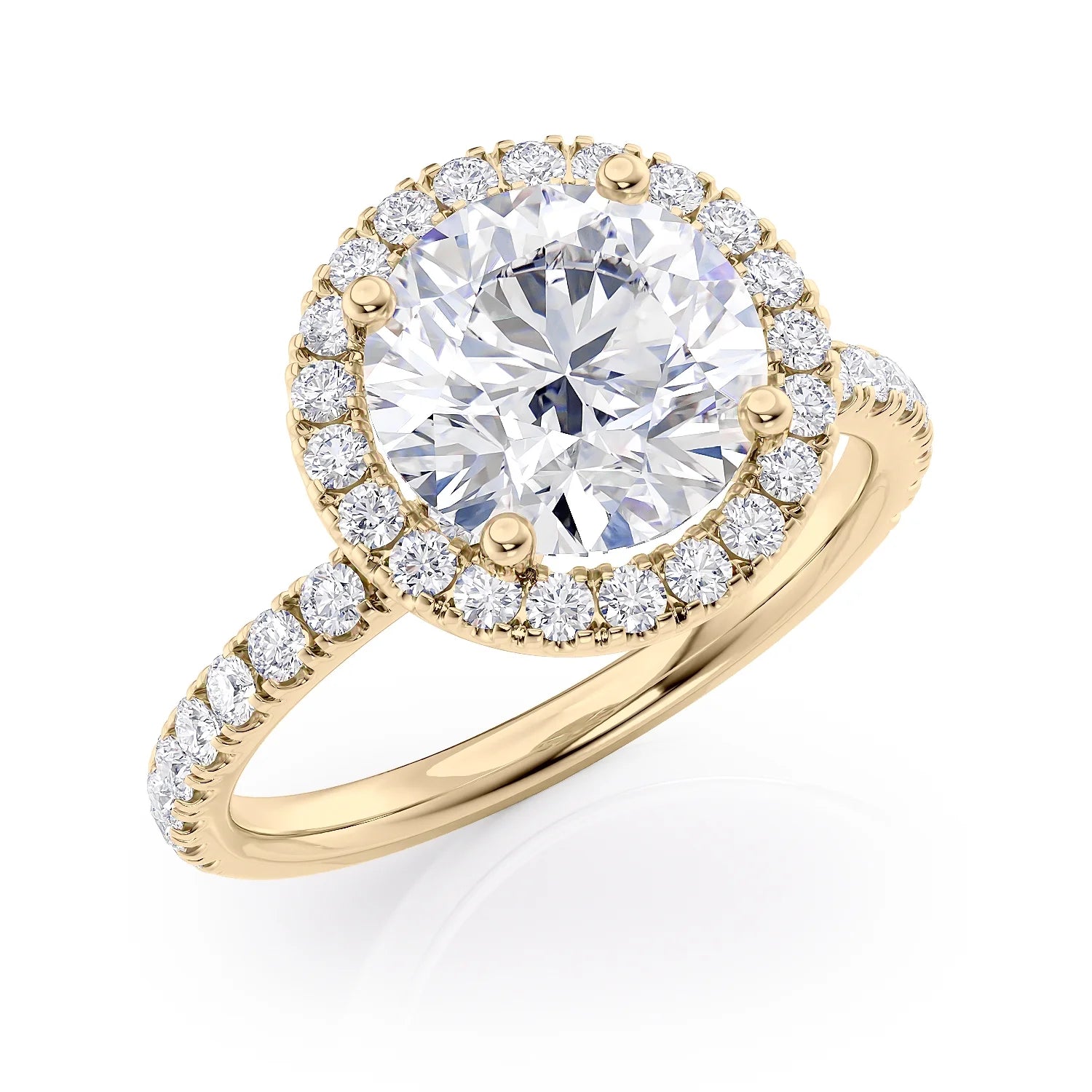14k Yellow Gold Diamond and Moissanite Halo Engagement Ring Size 7.5 R4570