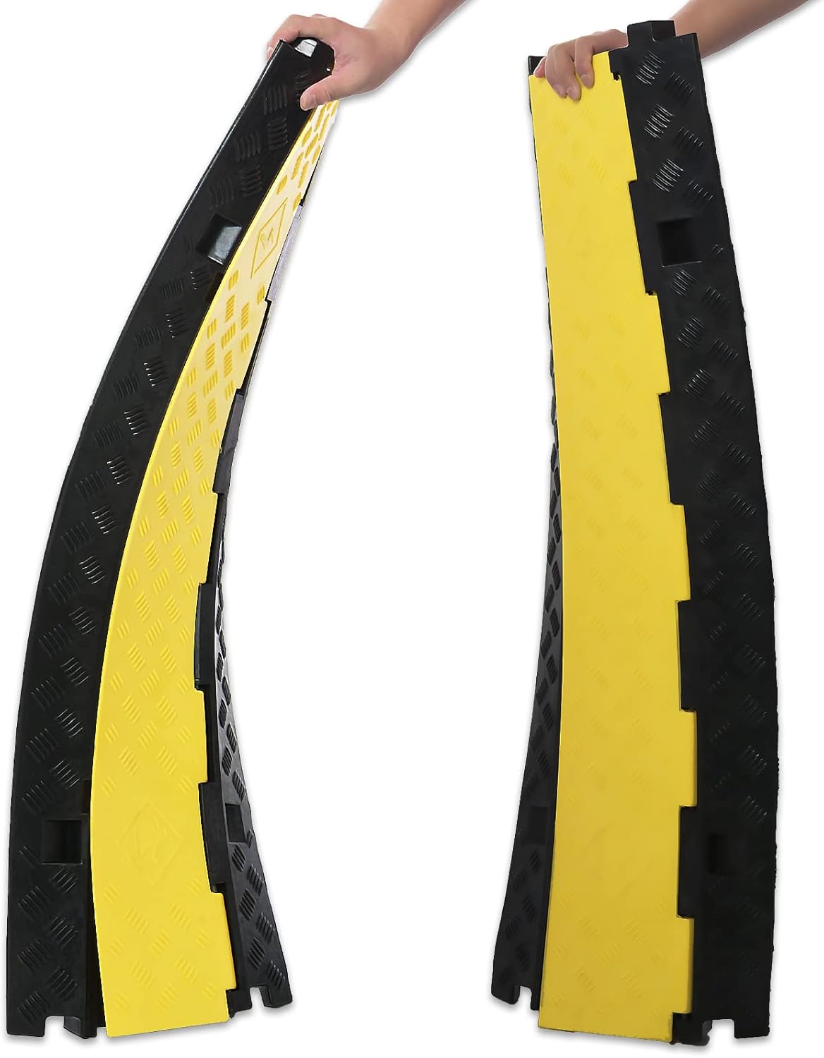 Cable Protector 2 Pack, 3 Channel PVC Rubber, 44000lbs Capacity Heavy Duty P1631