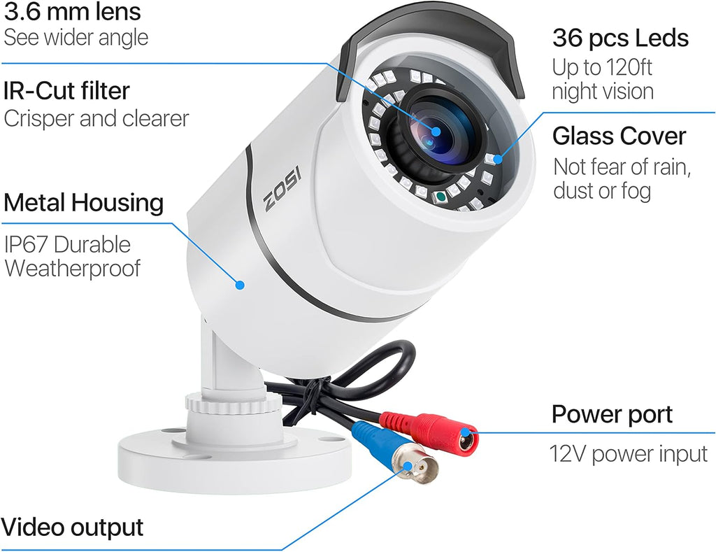 4 Pack 2MP 1080p HD-TVI Security Camera with 120ft Night Vision G1546