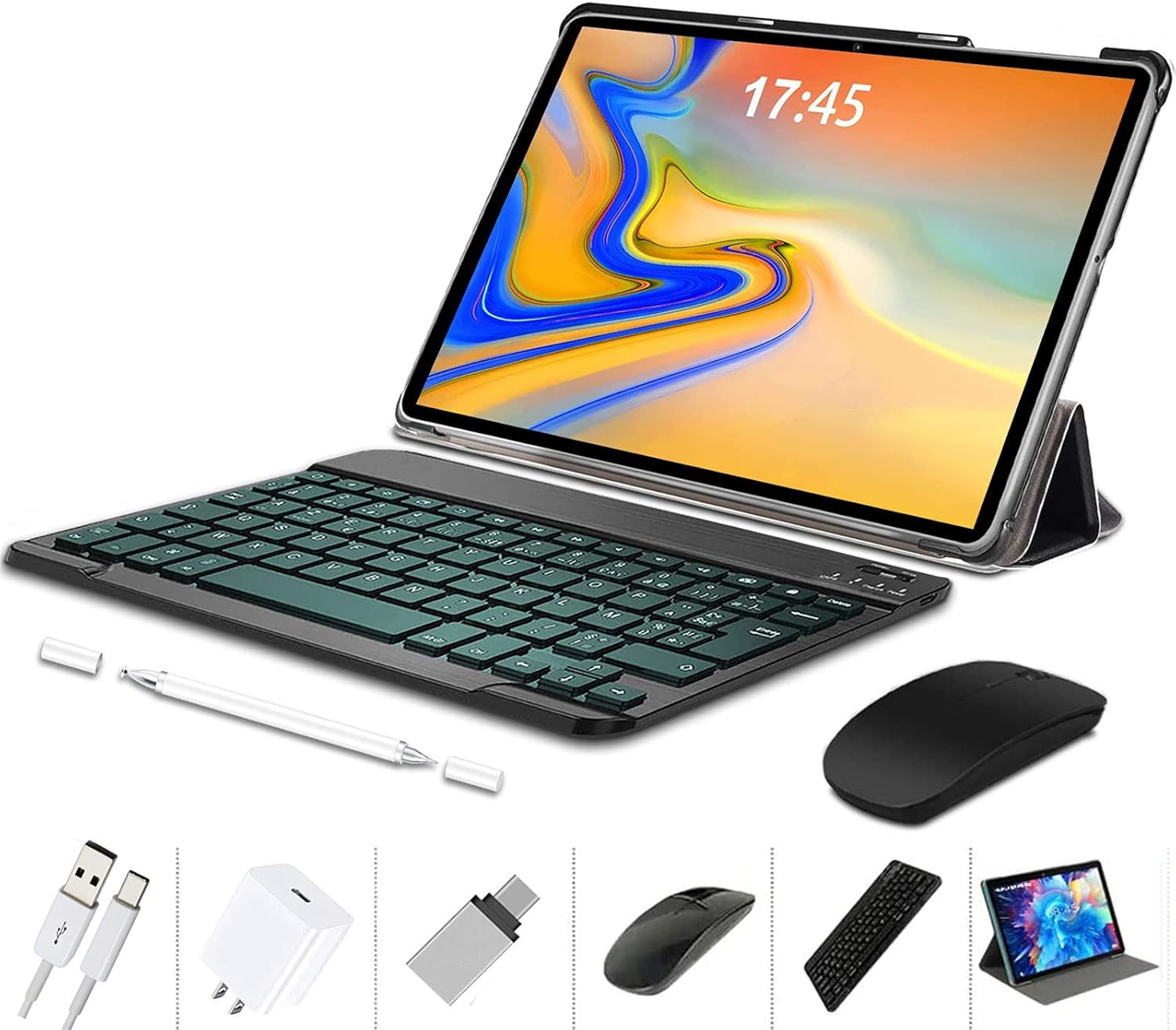 10 Inch Android Tablet with Keyboard, 4GB RAM, 64GB ROM, Red C6357