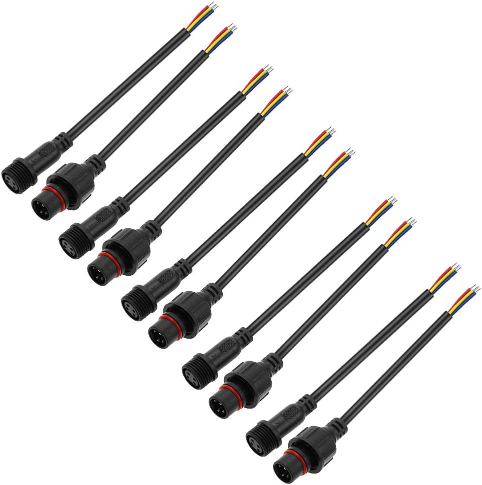 5 Pairs 4 Core Electrical LED Connector IP65 with 20cm 18AWG Cable E65628