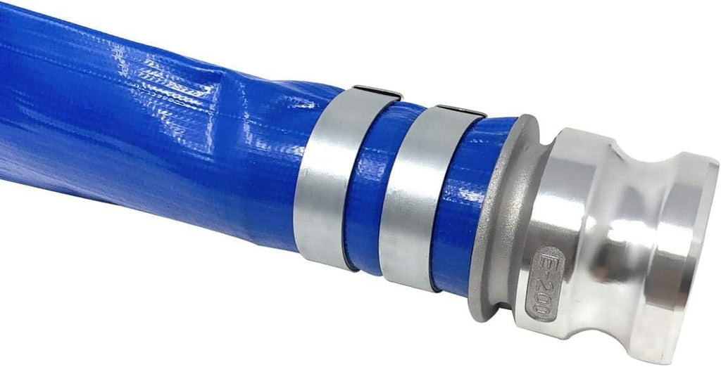 Blue Lay Flat PVC Hose Assembly with Aluminum Cam and Groove Fittings, Pack of 2 D686