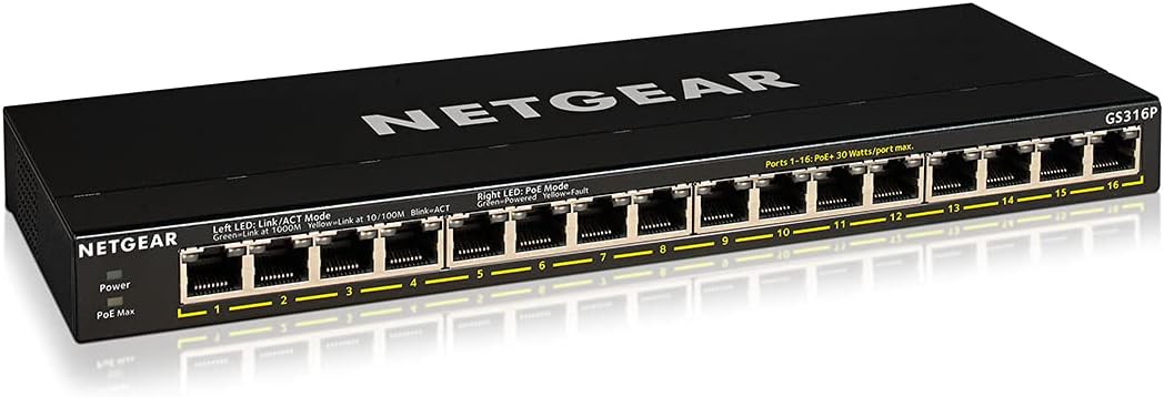 16-Port PoE Gigabit Ethernet Plus Switch with 15 x PoE+ @ 180W, 1 x 1G SFP Port Y7718