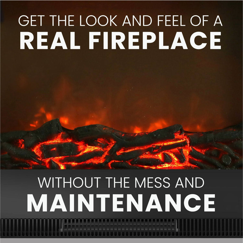White Electronic Fireplace Mantel W7151