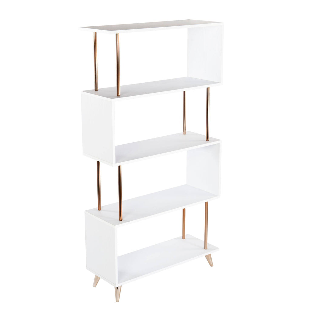 White and Champagne 4 Shelf Bookcase P32491