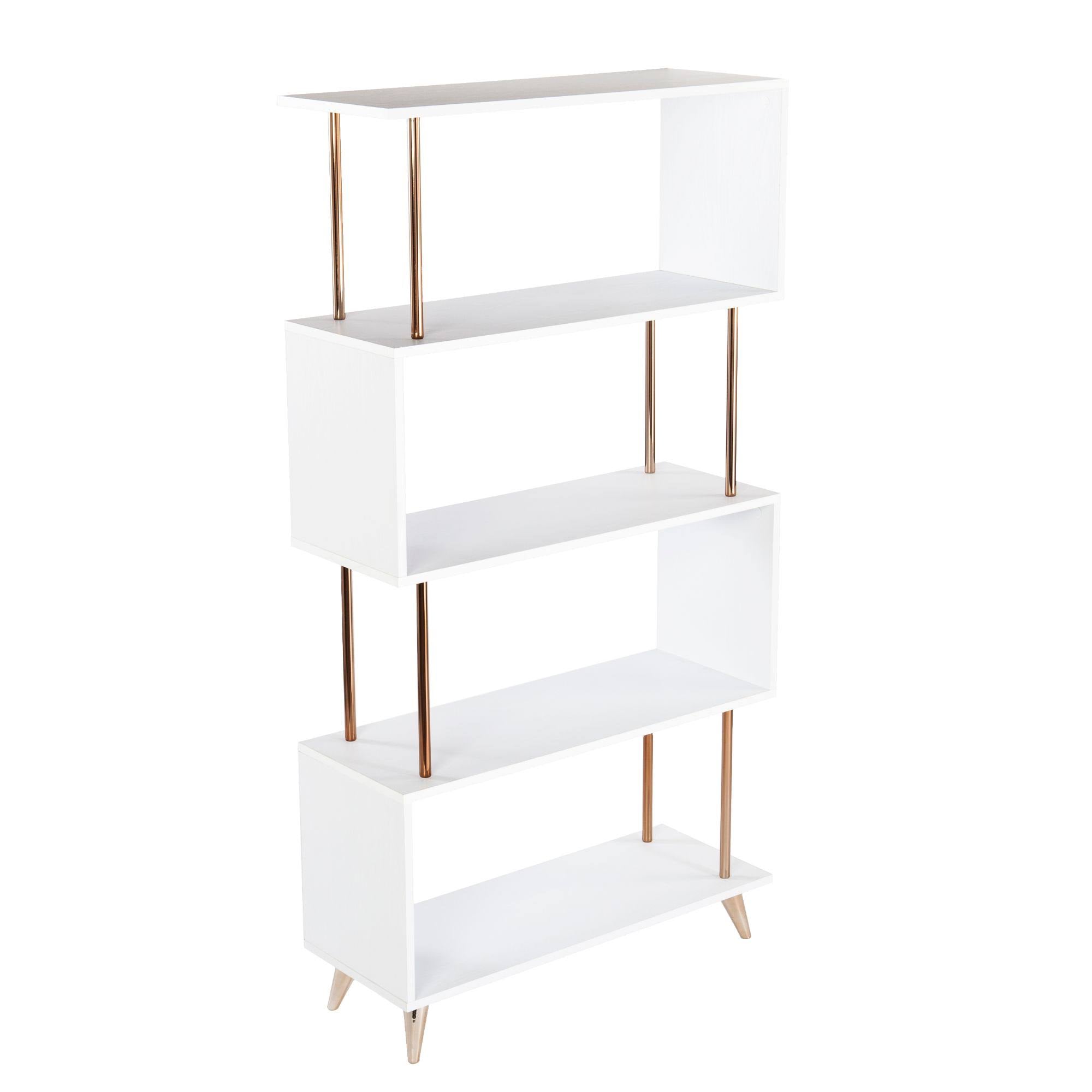 White and Champagne 4 Shelf Bookcase P32491