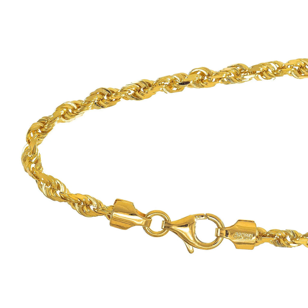 18" Solid Yellow Gold Diamond-cut Rope Chain M612950