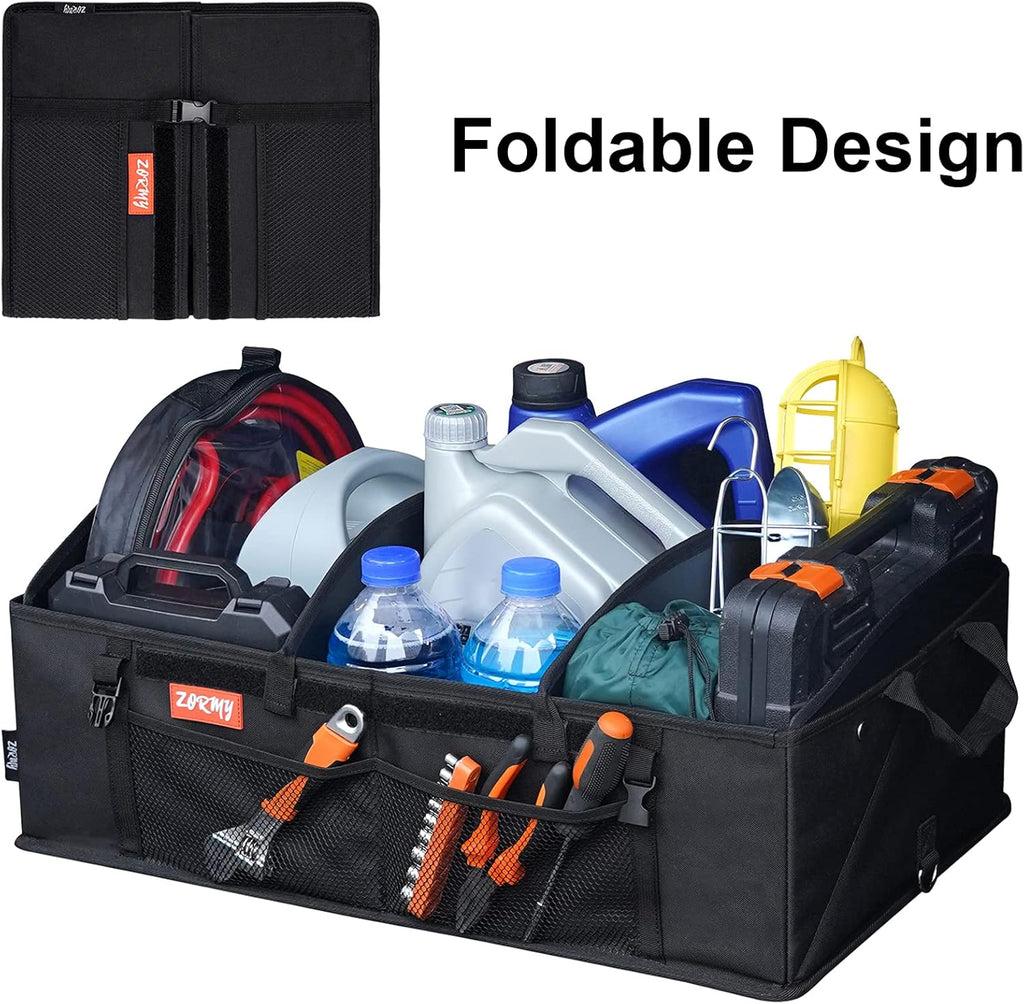 Trunk Organizer with 4 Adjustable Compartments Foldable Portable Car Organizer G63433