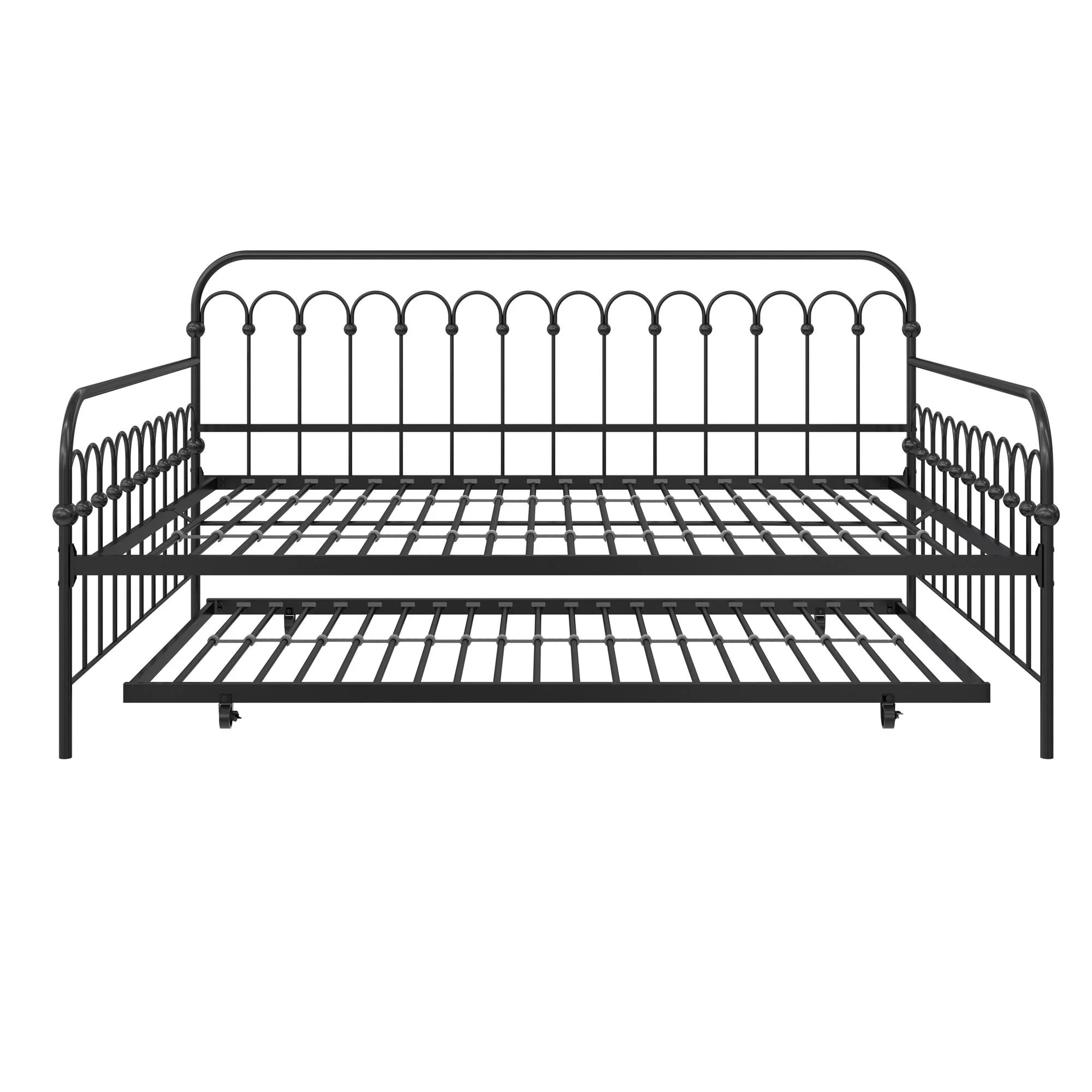 Black Full Metal Daybed with Twin Trundle Bed H6733