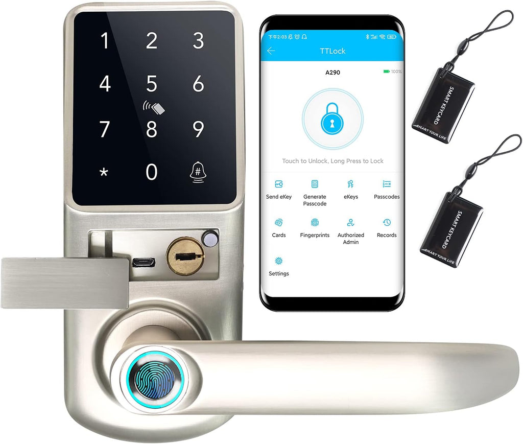 6-in-1 Keyless Entry Smart Door Lock with Keypads E607217