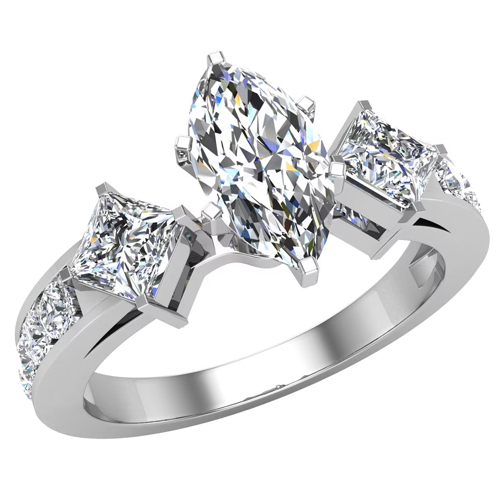 14K White Gold Diamond Engagement Ring L334
