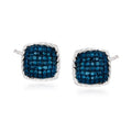 Blue Diamond Square Stud Earrings in Sterling Silver Y713618