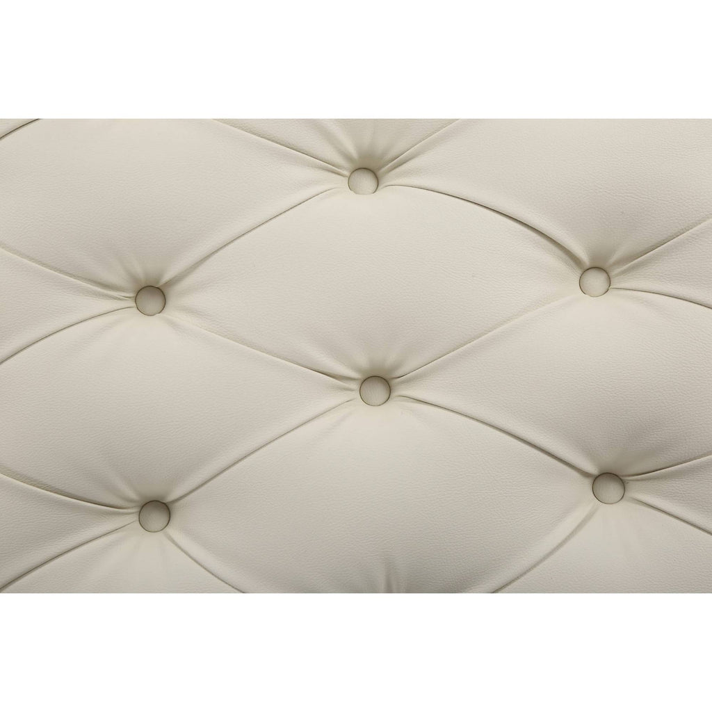 White PU Button Tufted Square Ottoman L88603