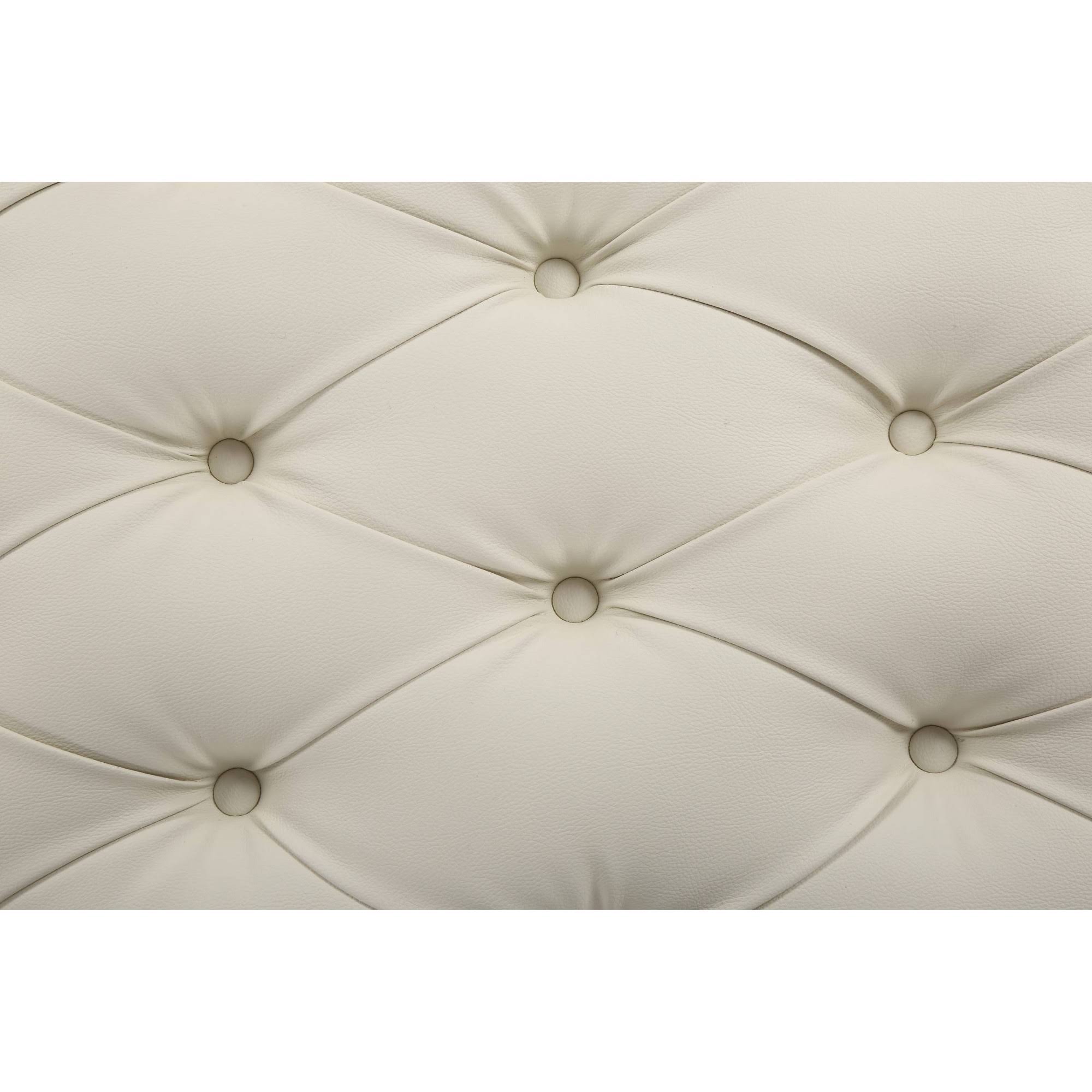 White PU Button Tufted Square Ottoman L88603