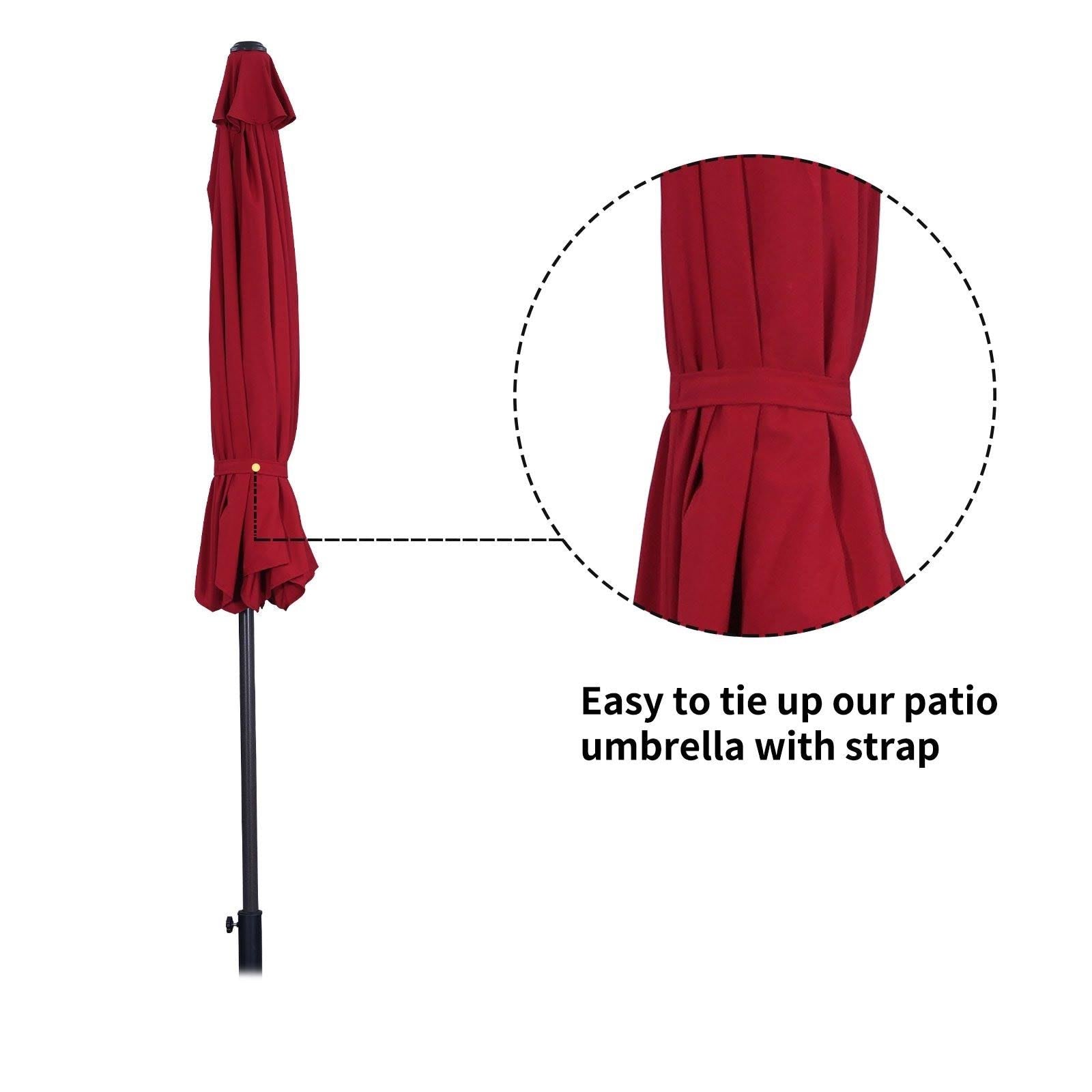 Red 9ft Waterproof Patio Umbrella with Tilt and Crank S16755