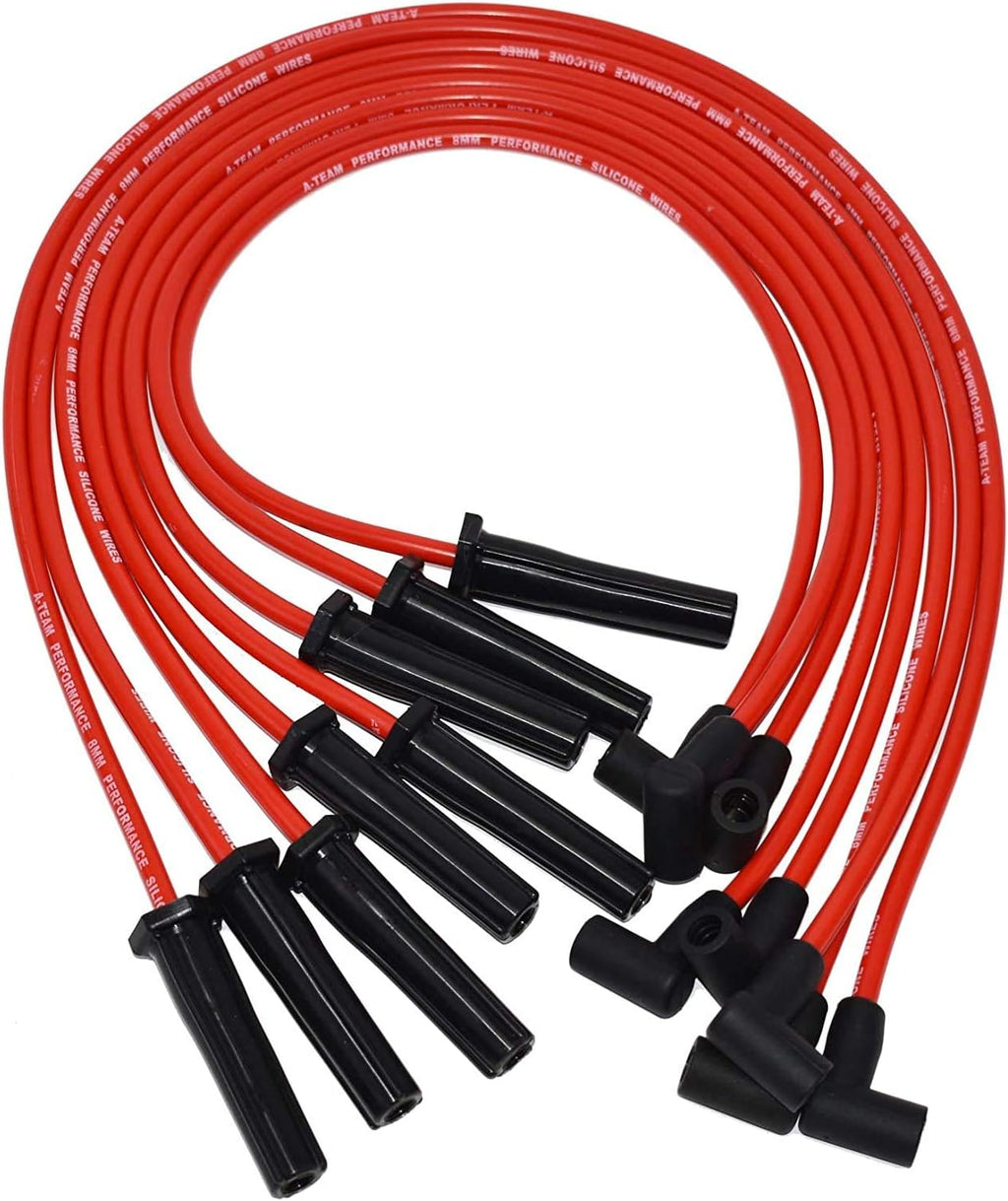 Red 8.0mm Spark Plug Wires & 45K Volt Coil Distributor M2943