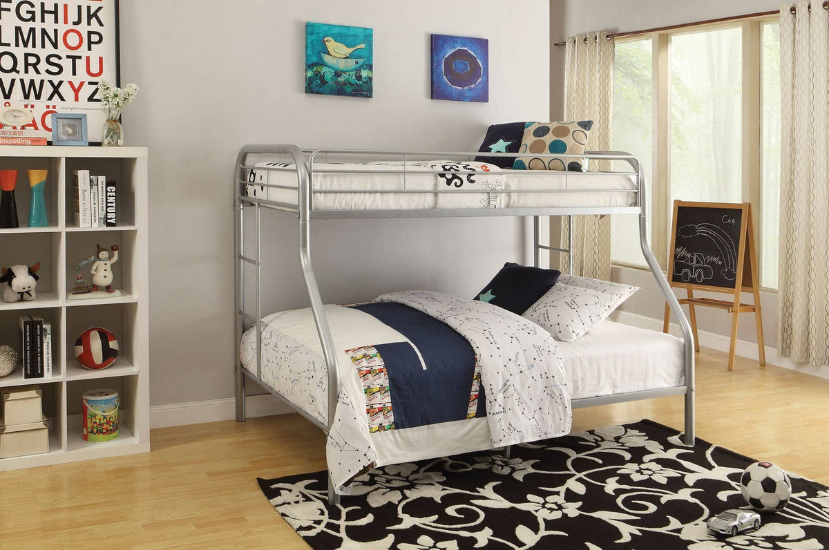 Twin Over Full White Metal Tube Bunk Bed K8349
