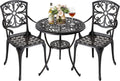 3 Piece Cast Aluminum Patio Bistro Table Set with Umbrella Hole W101