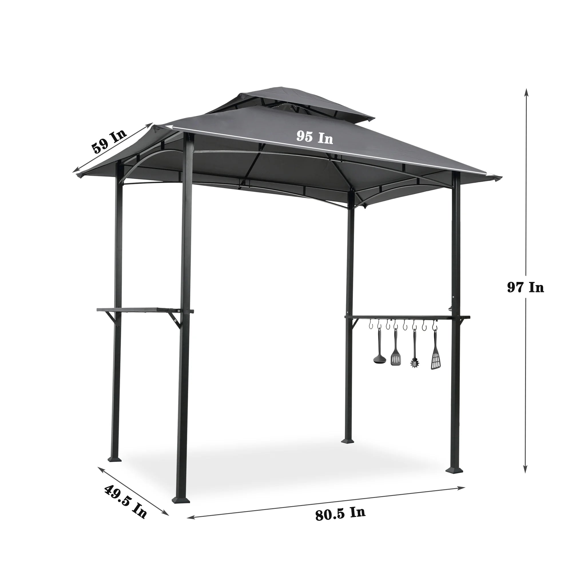 Outdoor Grill Gazebo 8 x 5 Ft with Steel Frame and Bar Counters O105