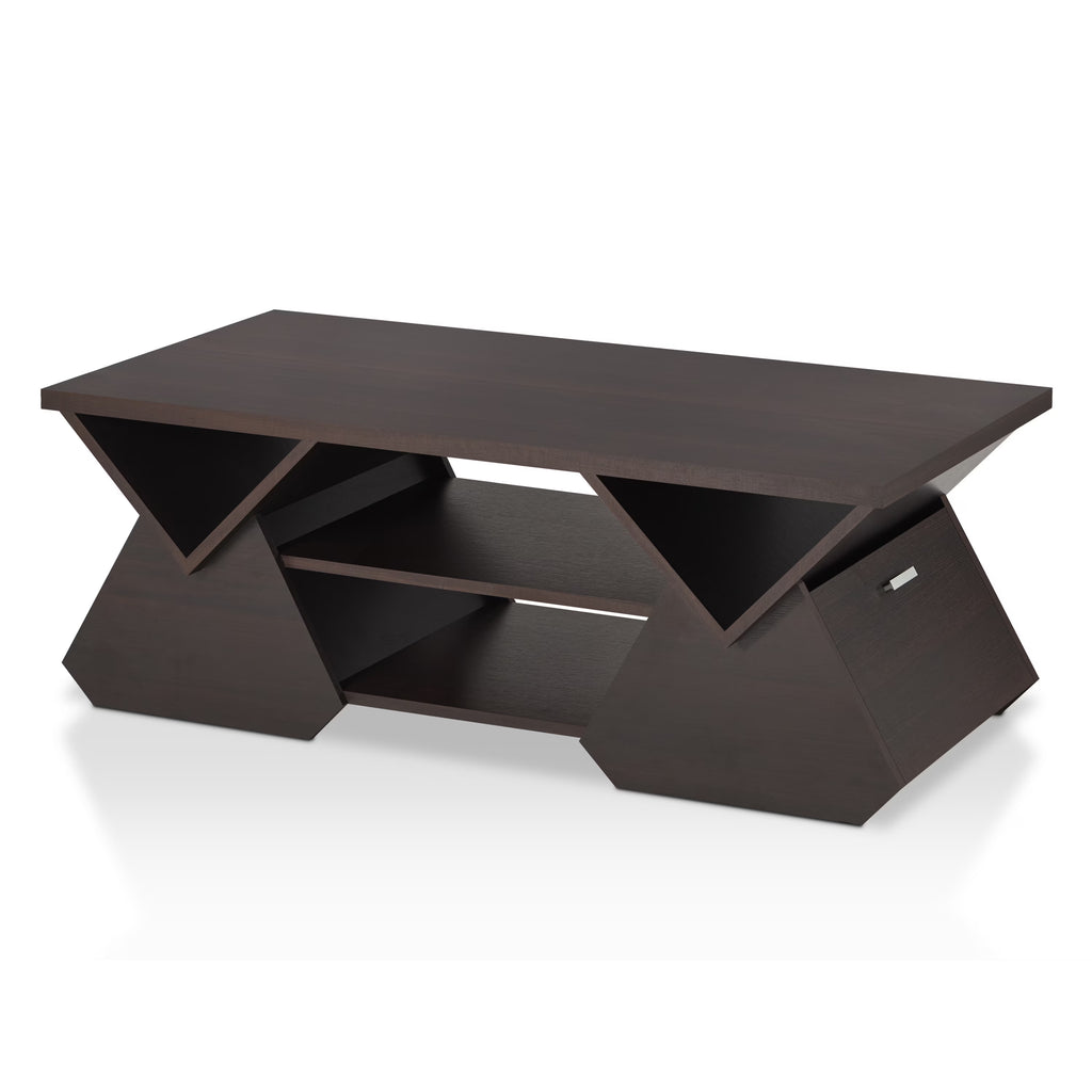 Espresso Wood Storage Coffee Table T406