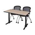 Beige Training Table with 2 Black Nesting Chairs H14874
