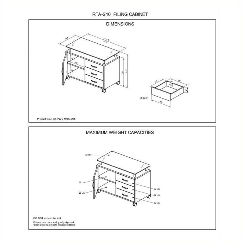 3 Drawer Wood Storage Cabinet in Graphite U286