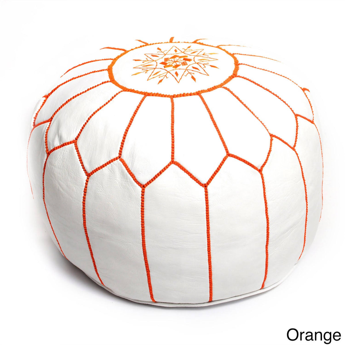 White Leather Ottoman J1110
