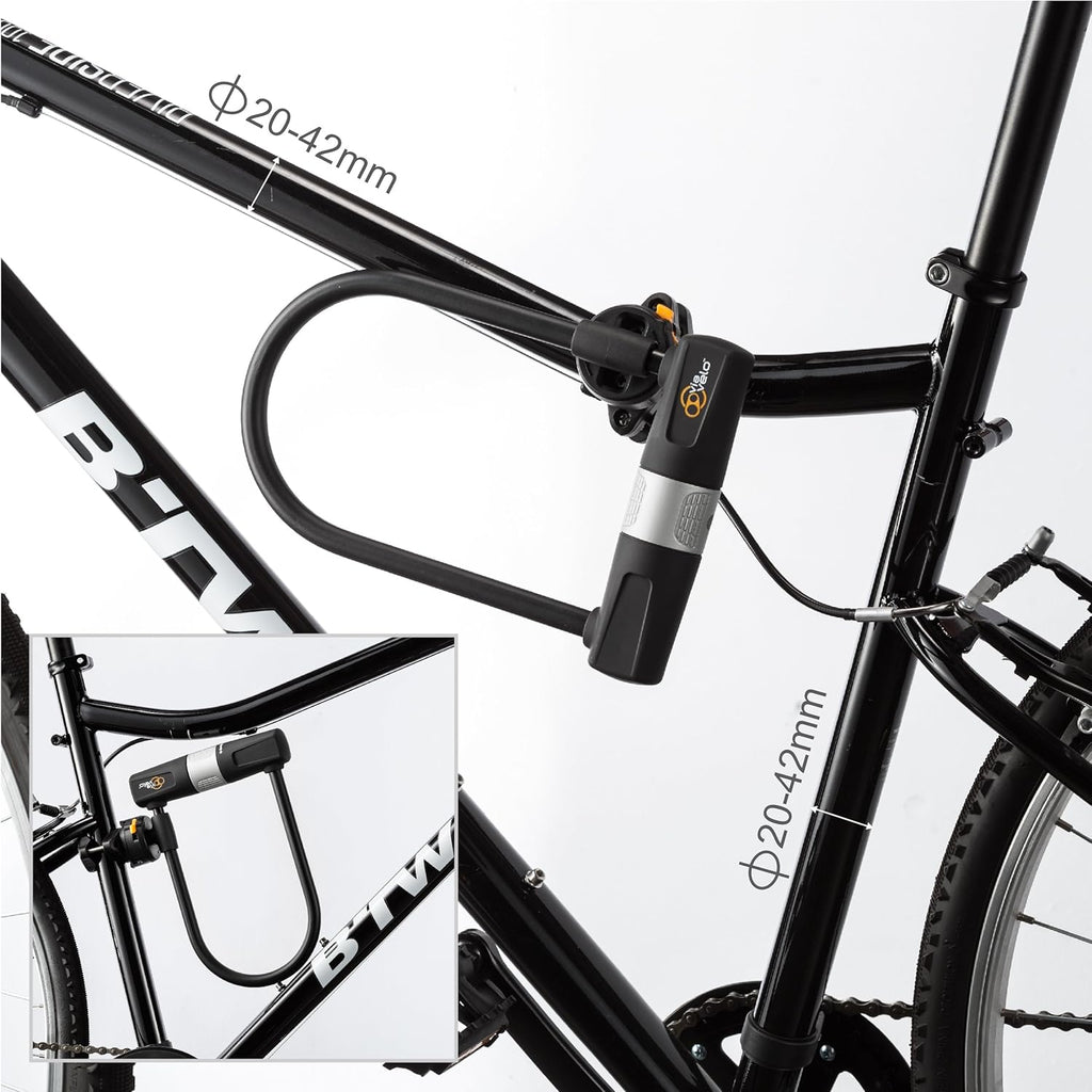 Heavy Duty Bicycle U-Lock with Cable, 14mm Shackle, 10mm x1.8m Cable, Pack of 2 F4500