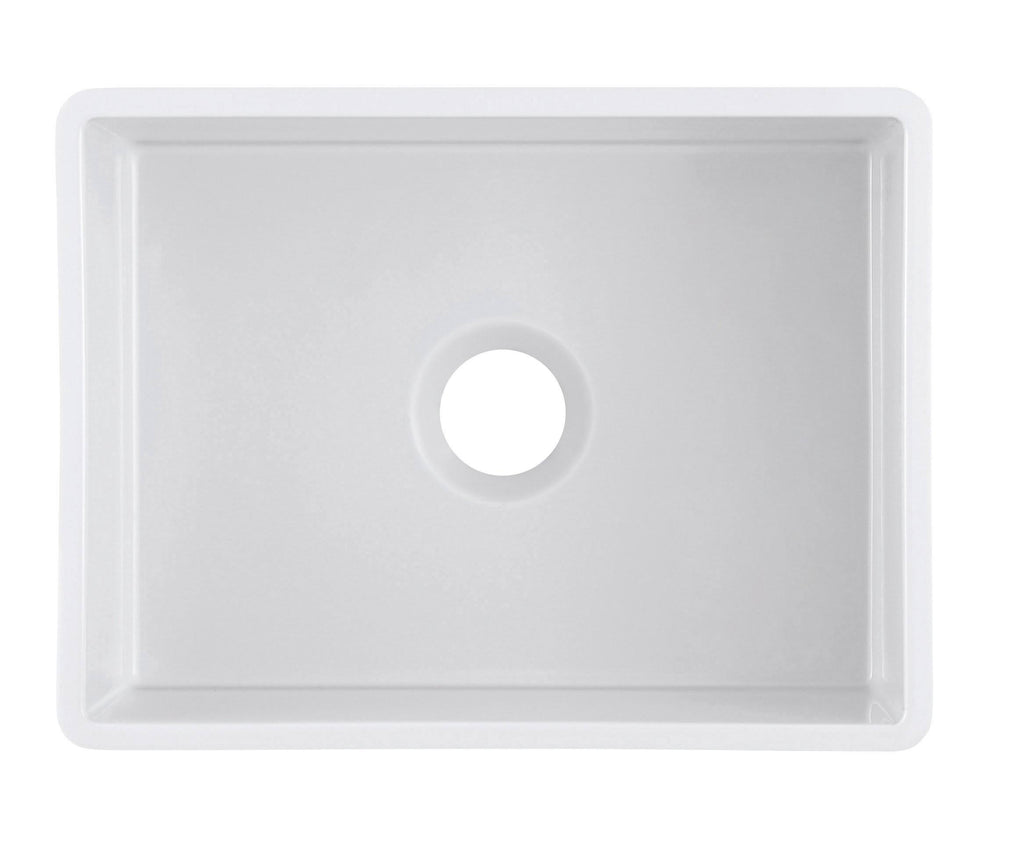 White Fireclay Kitchen Sink with Grid & Strainer C319214