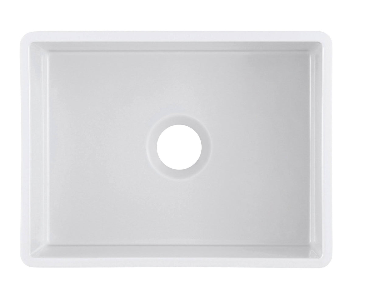 White Fireclay Kitchen Sink with Grid & Strainer C319214