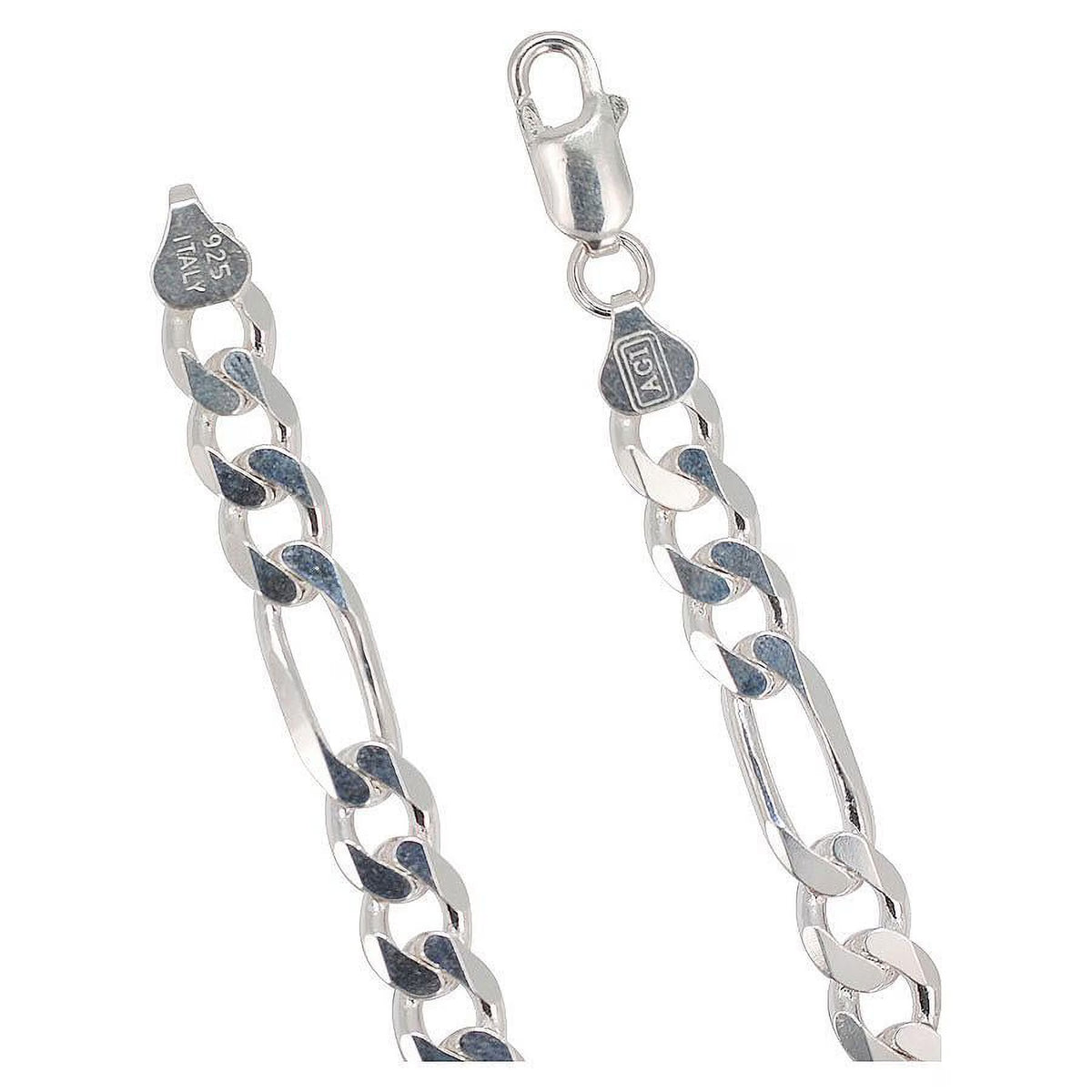 Sterling Silver 8mm Figaro Bracelet Chain G494