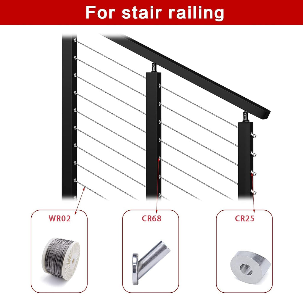 20Pack 1/8 Cable Railing Kit T316 Stainless Steel Terminal M72741
