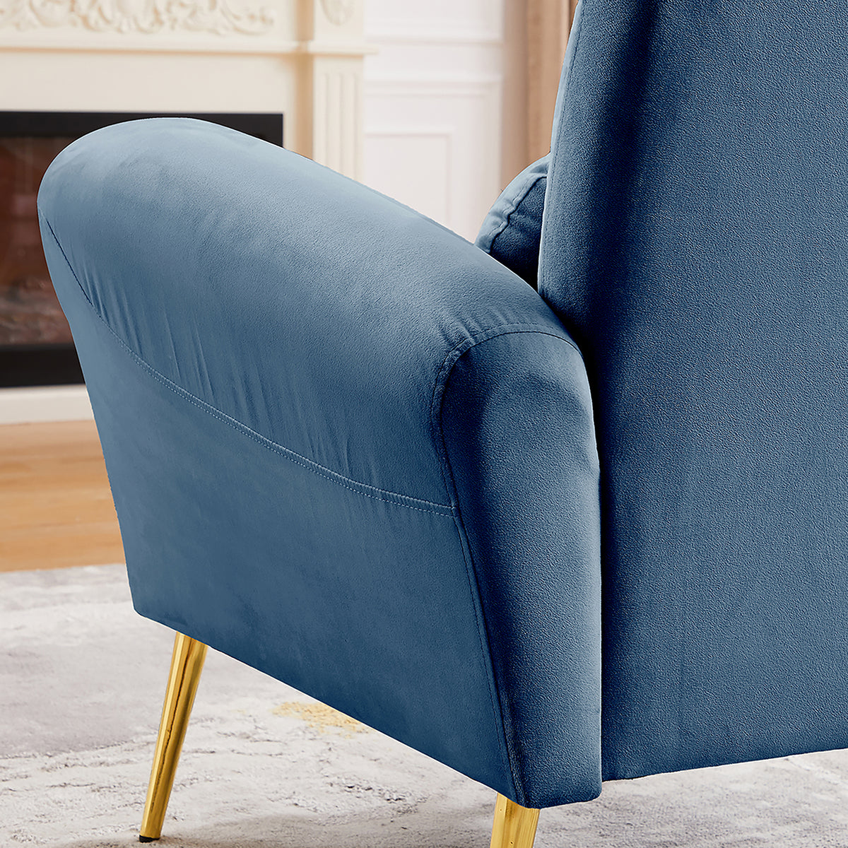 Blue Upholstered Armless Chair Q39388