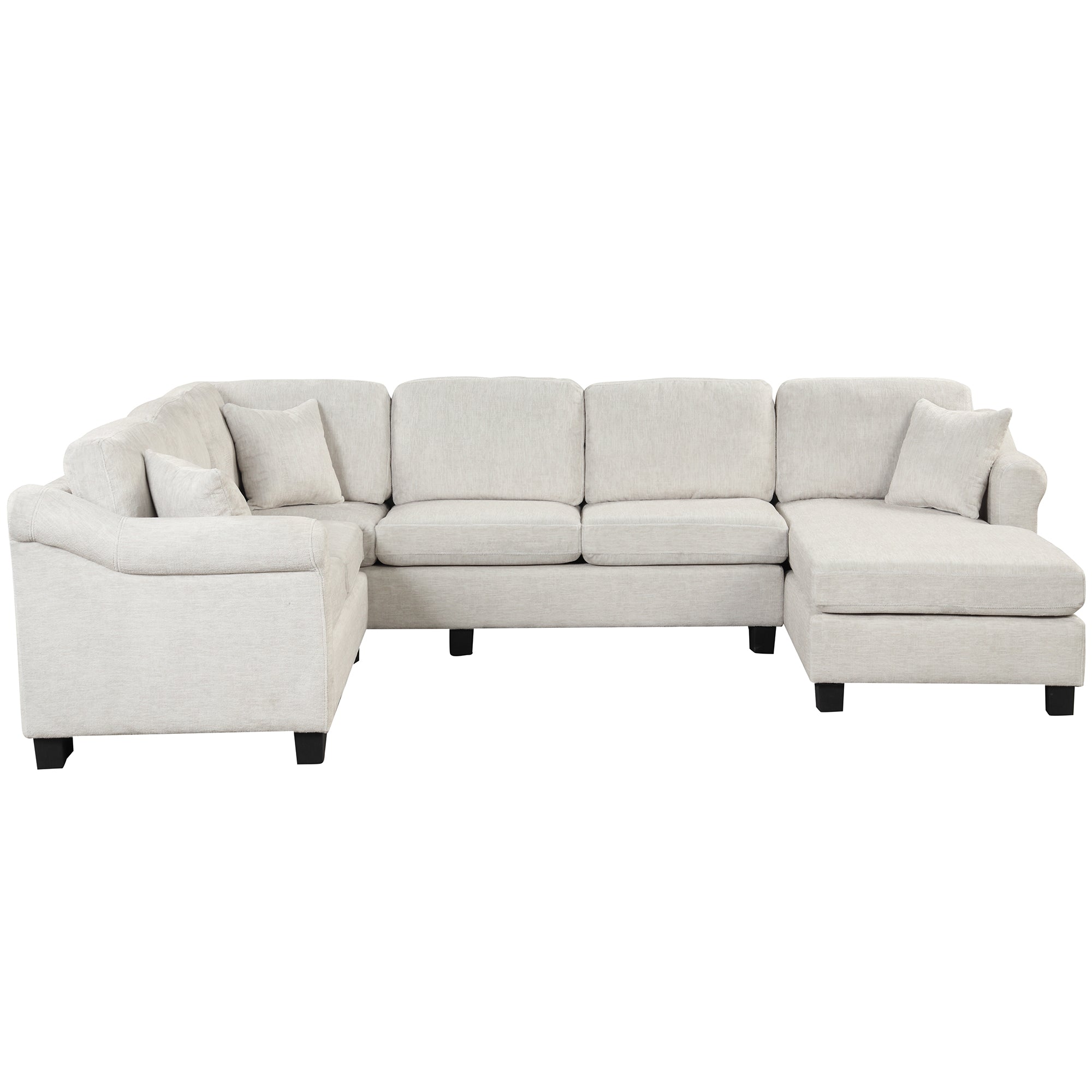 White Velvet Sectional Sofa with Ottoman T2114