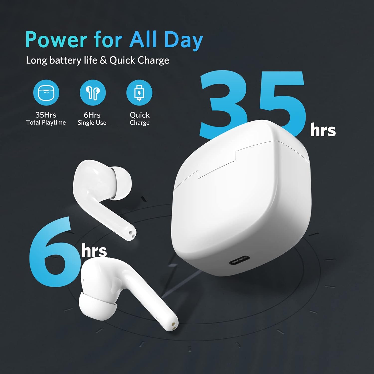 White Pack of 2 Bluetooth Noise Cancelling True Wireless Earbuds T576