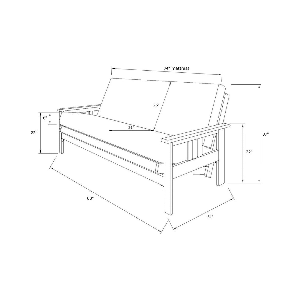 Linen Cocoa Futon Frame with Mattress O44342