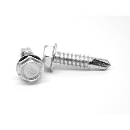#12-14 x 3 inch Self Drilling Screw Hex Washer Head Low Carbon Steel Zinc Plated Pk 1000 B191571