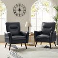 Black Faux Leather Armchairs Set Of 2 With Wooden Legs F403747