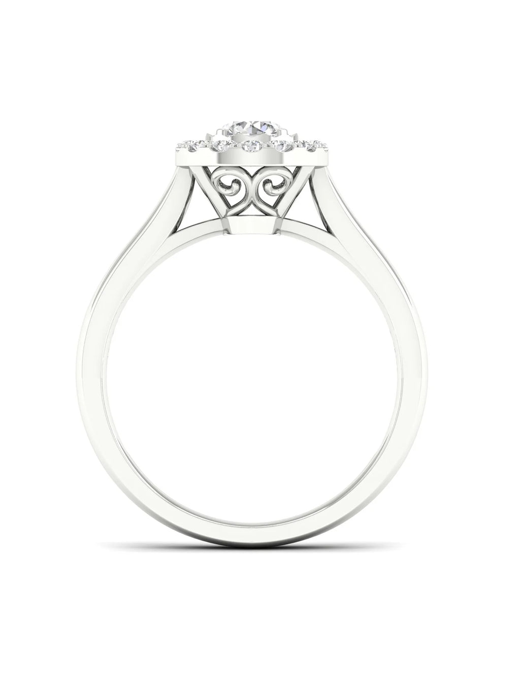 10K White Gold Single Stone Halo Engagement Ring V847