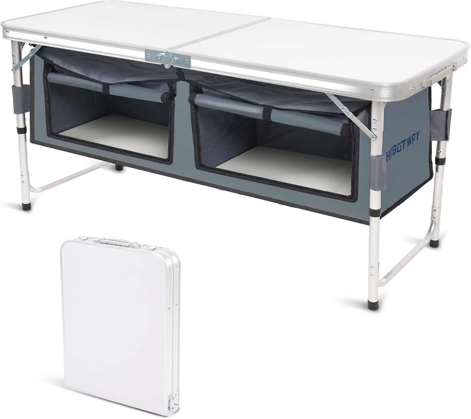 Aluminum Folding Camping Table with Storage Organizer N101286
