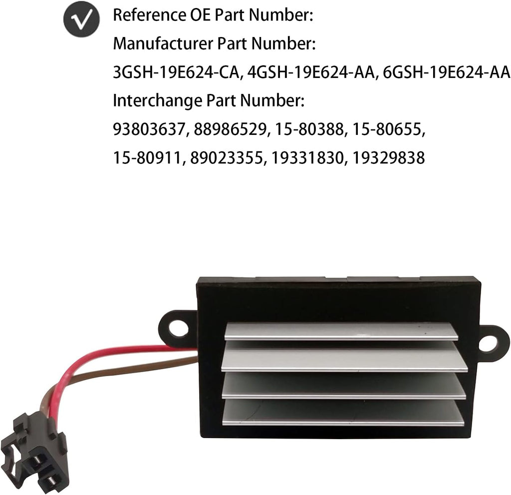 Blower Motor Resistor Heater Blower Motor Fan Pack of 2 R9992