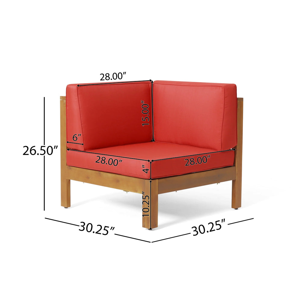 Outdoor 11 Seater Acacia Wood Sectional Sofa and Club Chair Set L264