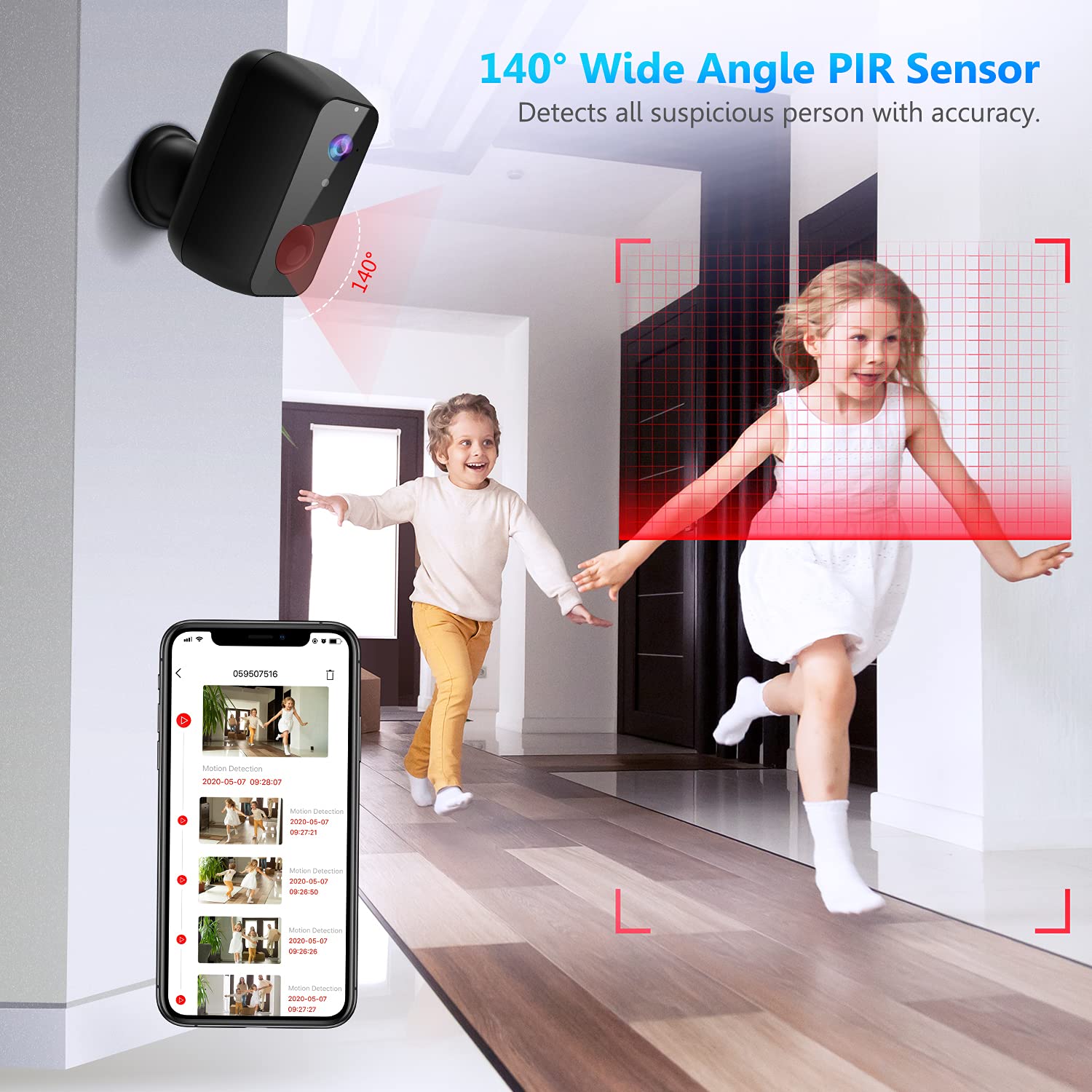 1080P WiFi Outdoor Security Camera with PIR Motion Detection Y818433