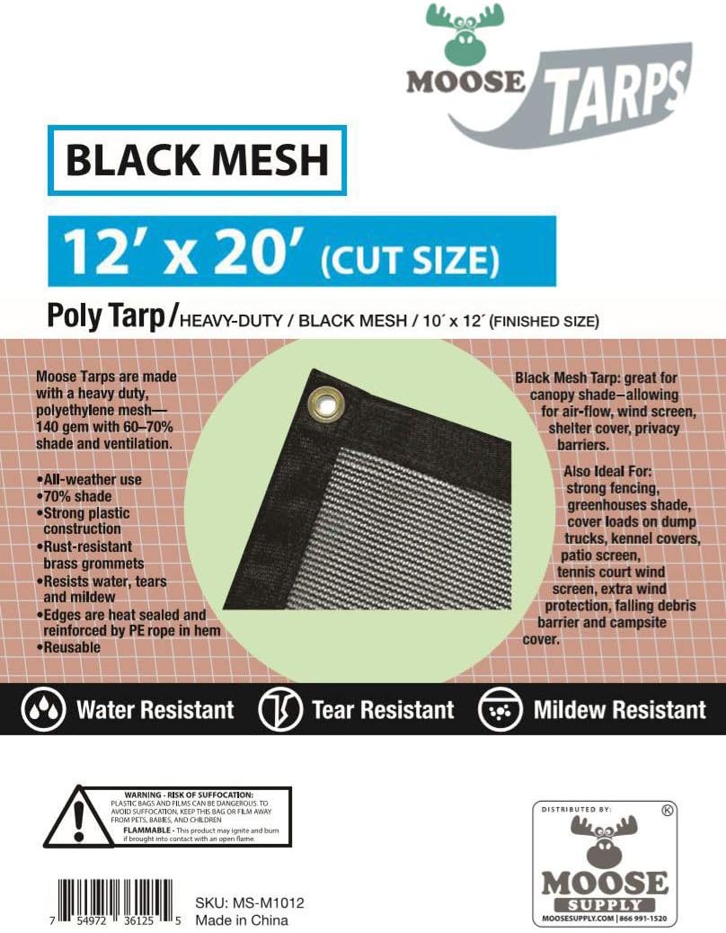 Black Mesh Polyethylene Tarp 12 Foot x 20 Foot C668